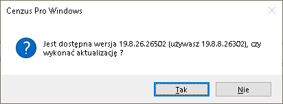 Dostepnosc nowszej wersji_okno_info_czy_aktualizowac